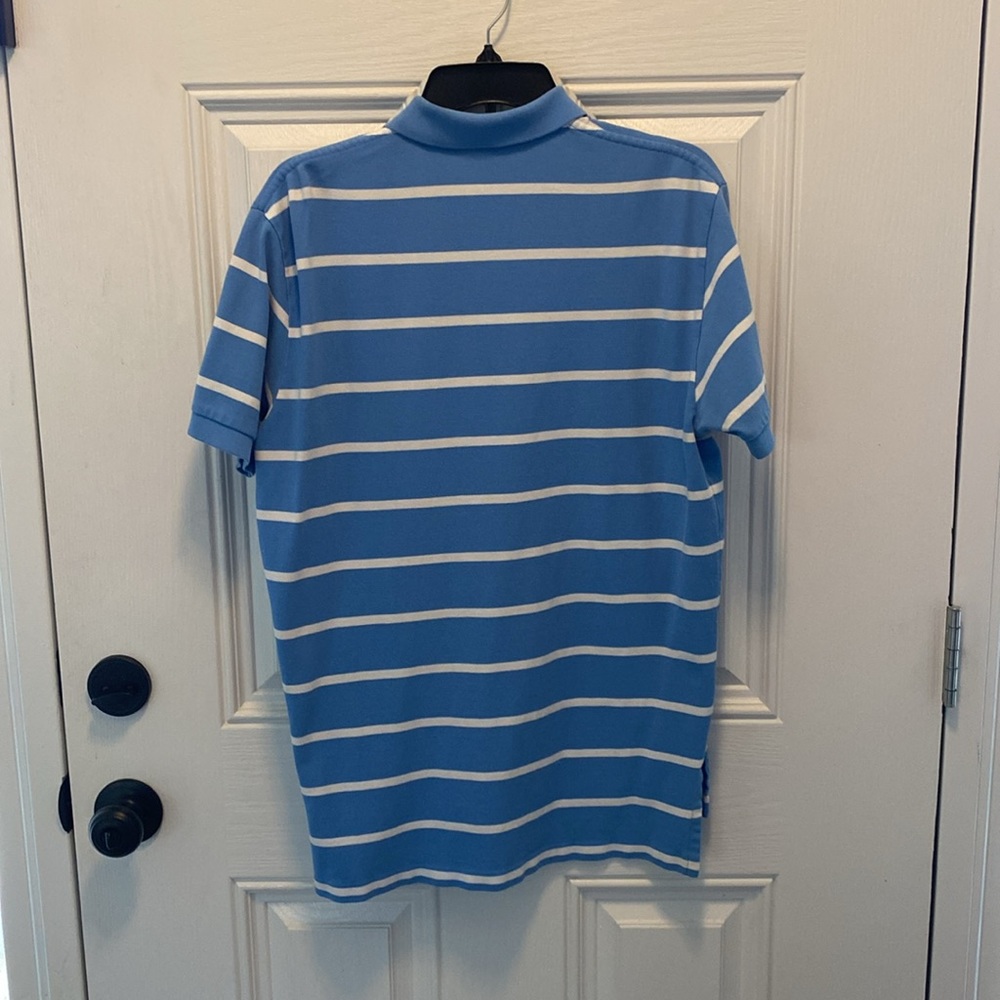 Polo Ralph Lauren Men's M Blue Striped Cotton Polo Shirt - Picture 5 of 11